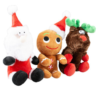 Xmas Pluche knuffel kerstman, peperkoekmannetje en rendier